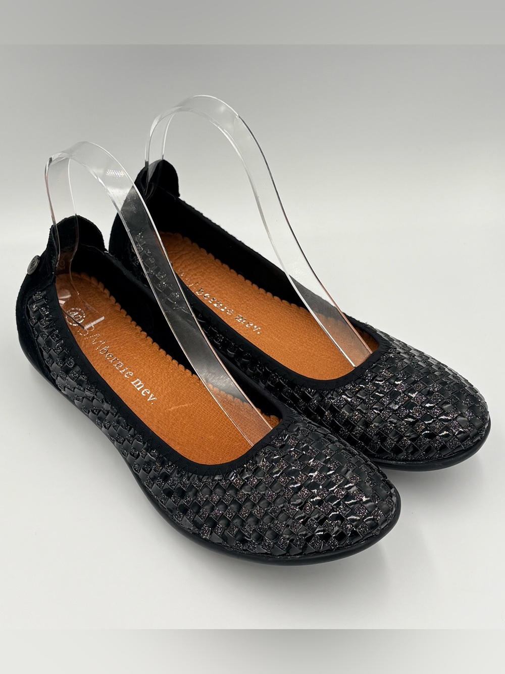 Bernie Mev Black Woven Shimmer Sparkle Balletcore Slip On Flats Size 9